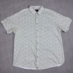 UNTUCKit Hillview Floral Shirt Mens 2XL Tall Green White Cotton Short Sleeve